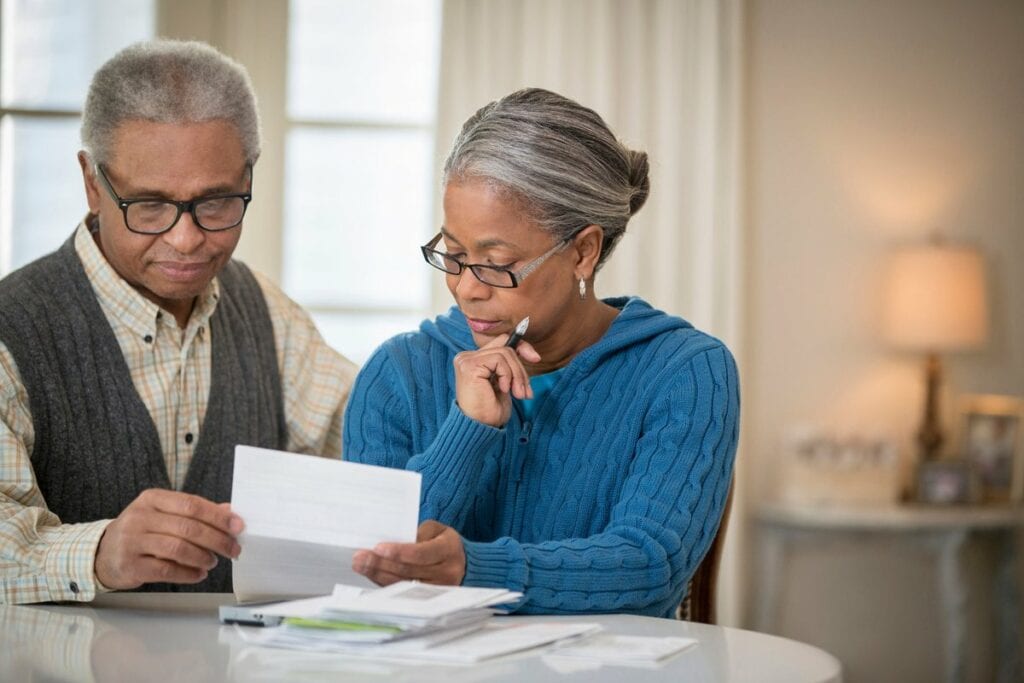 OlderJ couple sit and go over their bills KKt.width .jpg