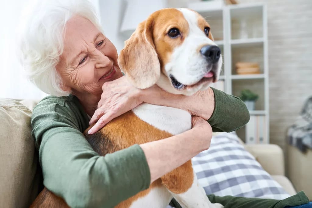happy granny loving her dog in retirement .jpg