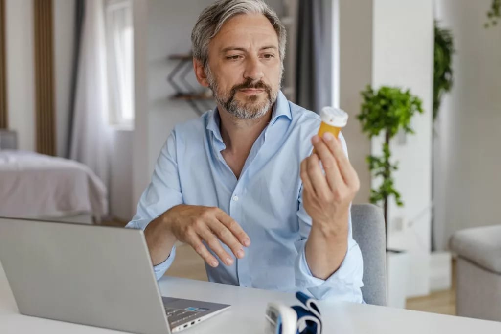 Adult person using laptop and looking at a pr.width .jpg