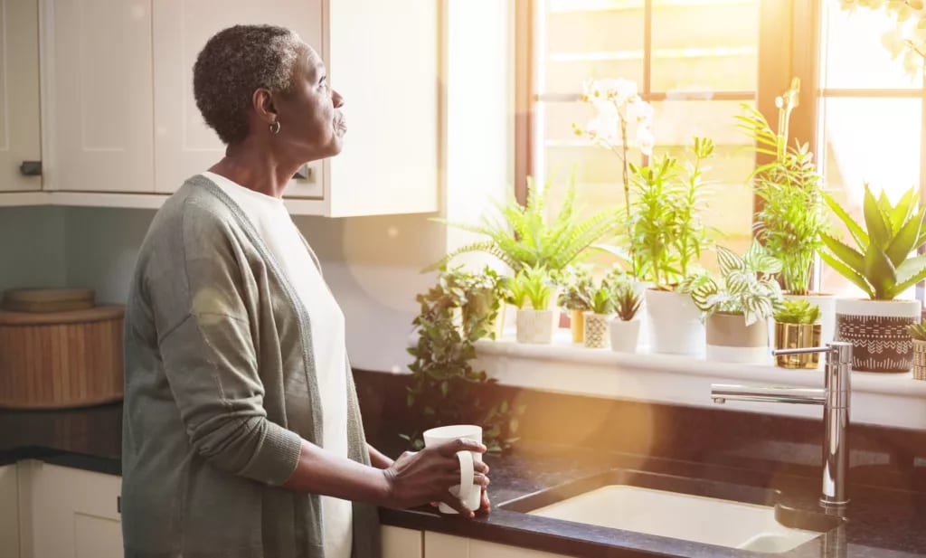 person standing in a kitchen looking out a window.jpg