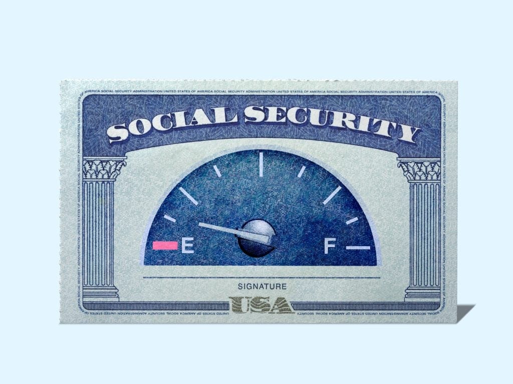 A Social Security card with a fuel gauge in the middle.