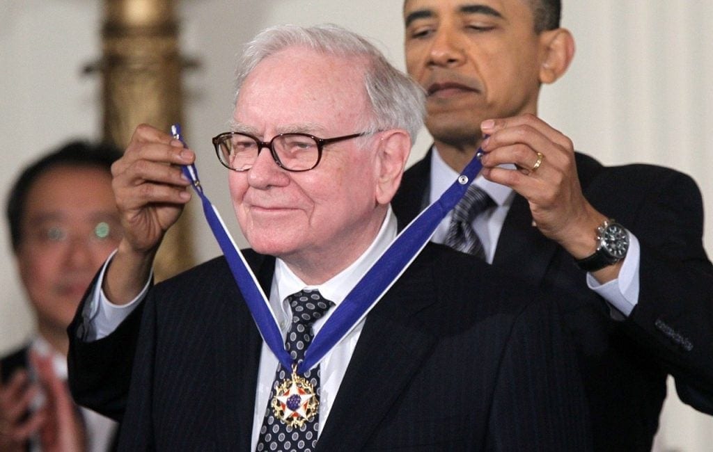 Warren Buffett receives the Presidential Medal of Freedom from President Barack Obama.
