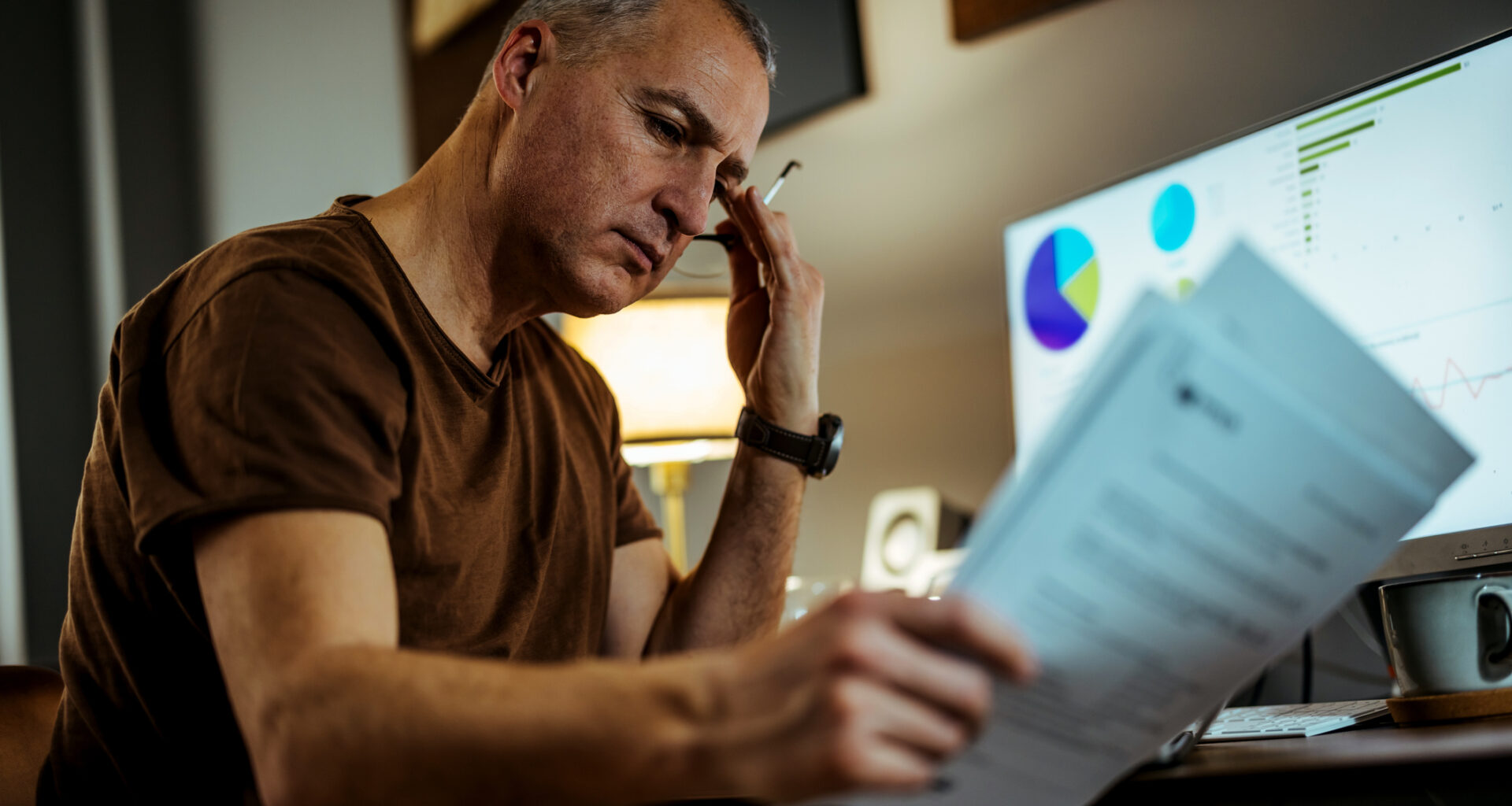 middle aged man serious looking at documents gettyimages