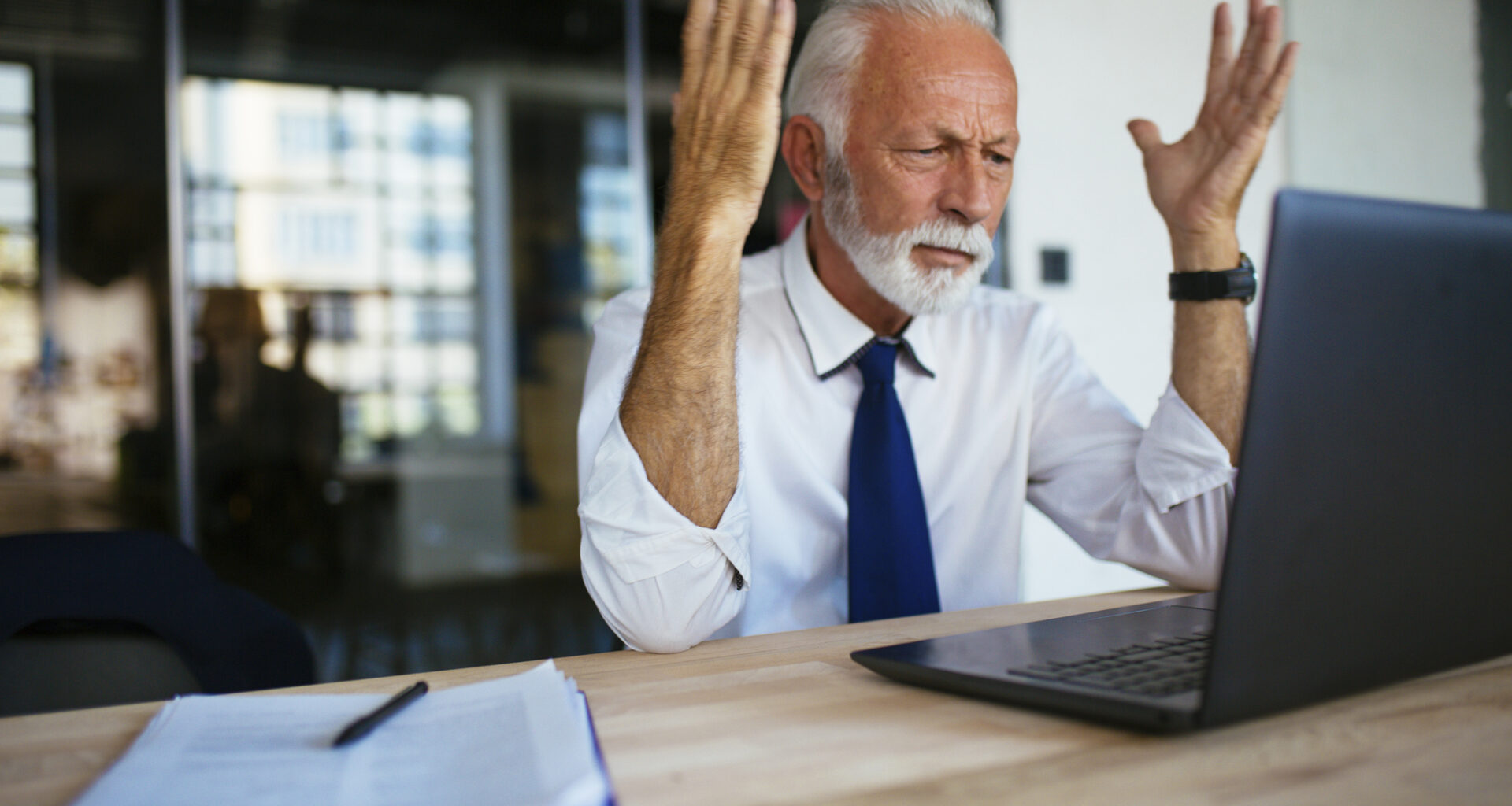 older man laptop annoyed gettyimages